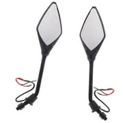 Universal Motorcycle Indicator 10mm Rear View Side Mirrors Black